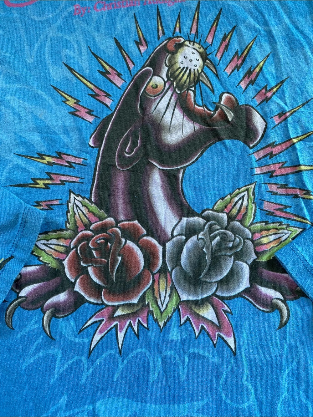 Vintage Ed Hardy Long Sleeve Shirt Women’s Large Panther Christian Audigier Y2K - Picture 2 of 4